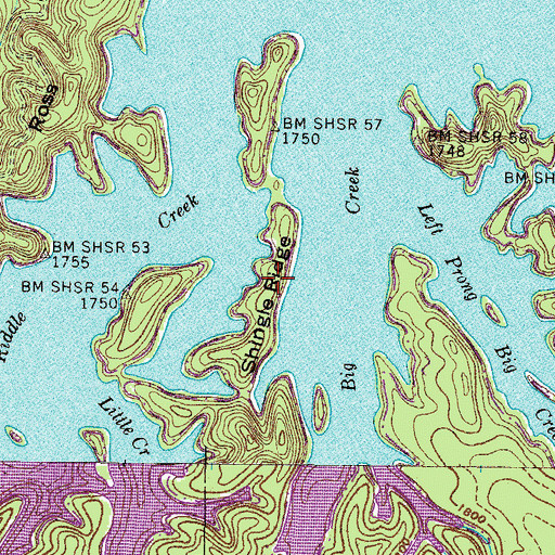 Topographic Map of Shingle Ridge, TN