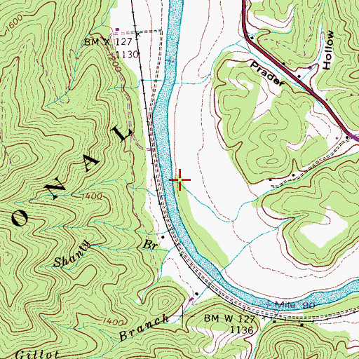 Topographic Map of Shop Branch, TN