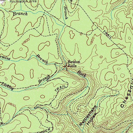 Topographic Map of Silvermine Branch, TN