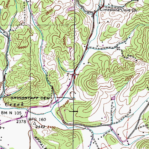 Topographic Map of Simerly Creek, TN