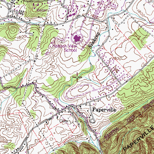 Topographic Map of Sinking Creek, TN