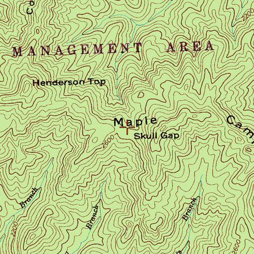 Topographic Map of Skull Gap, TN