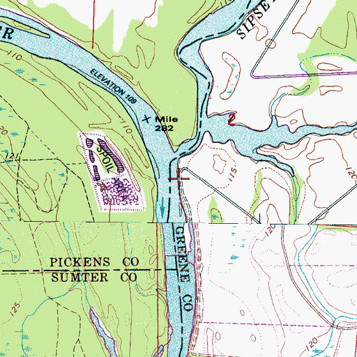 Topographic Map of Sipsey Bar, AL