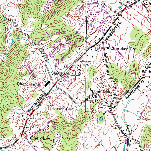 Topographic Map of Slagle Cemetery, TN