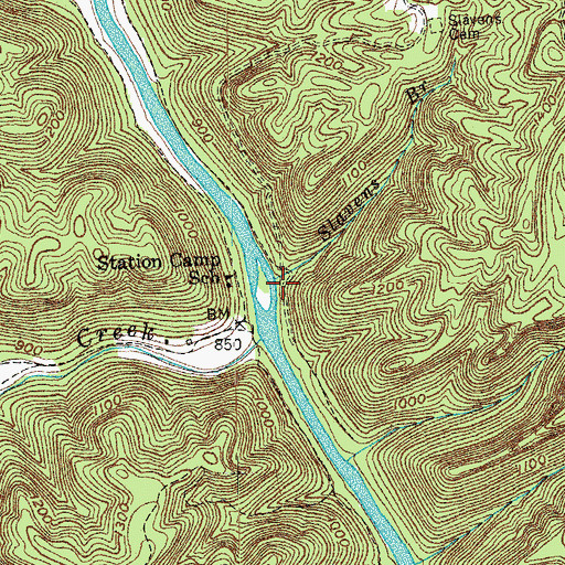 Topographic Map of Slavens Branch, TN