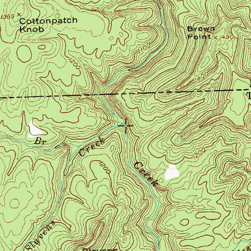 Topographic Map of Slavens Creek, TN