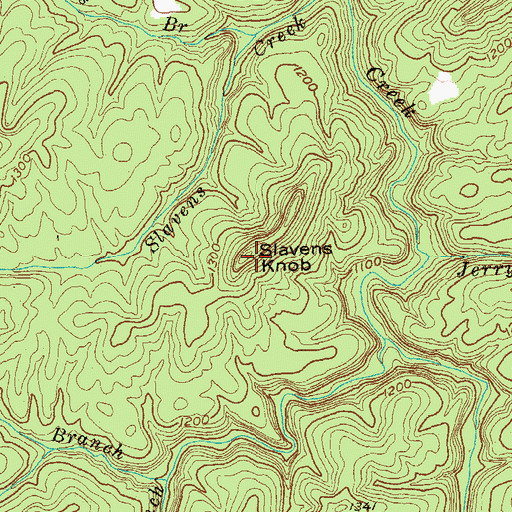 Topographic Map of Slavens Knob, TN
