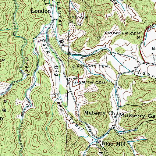 Topographic Map of Smith Cemetery, TN