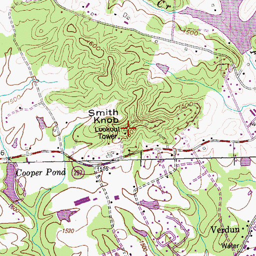 Topographic Map of Smith Knob, TN
