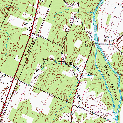 Topographic Map of Smyrna Church, TN
