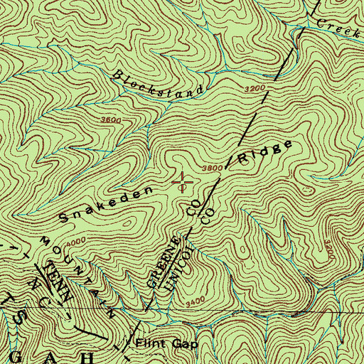 Topographic Map of Snakeden Ridge, TN