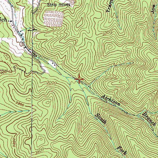 Topographic Map of South Fork Atchison Branch, TN