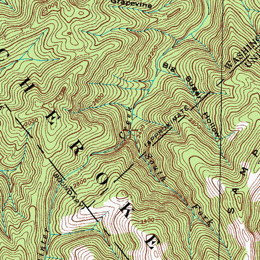 Topographic Map of South Fork Painter Creek, TN