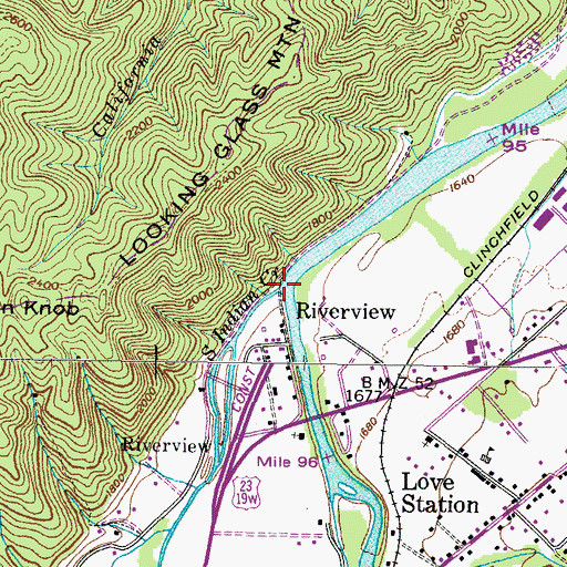 Topographic Map of South Indian Creek, TN