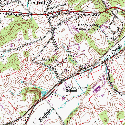 Topographic Map of Sparks Cemetery, TN