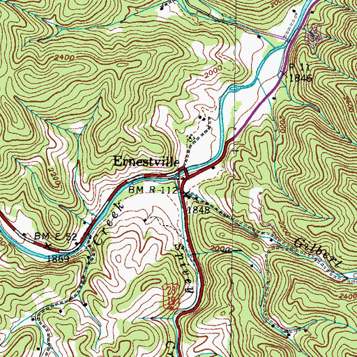Topographic Map of Spivey Creek, TN