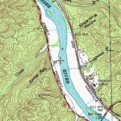Topographic Map of Spring Falls Branch, TN