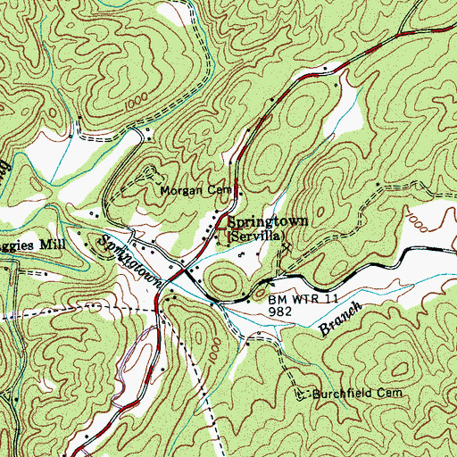 Topographic Map of Servilla, TN