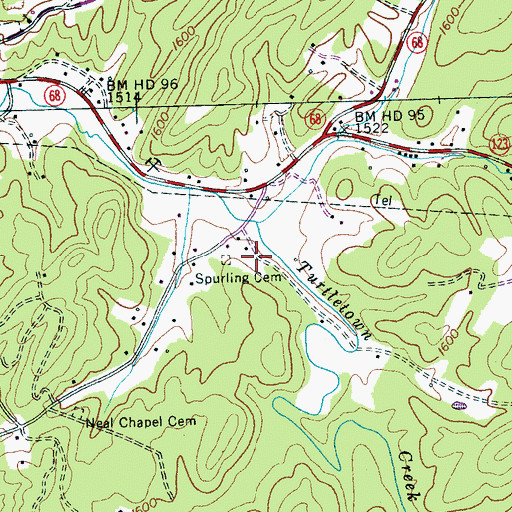 Topographic Map of Spurling Cemetery, TN