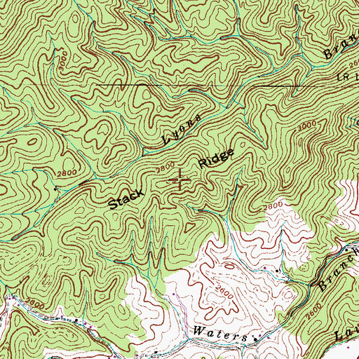 Topographic Map of Stack Ridge, TN