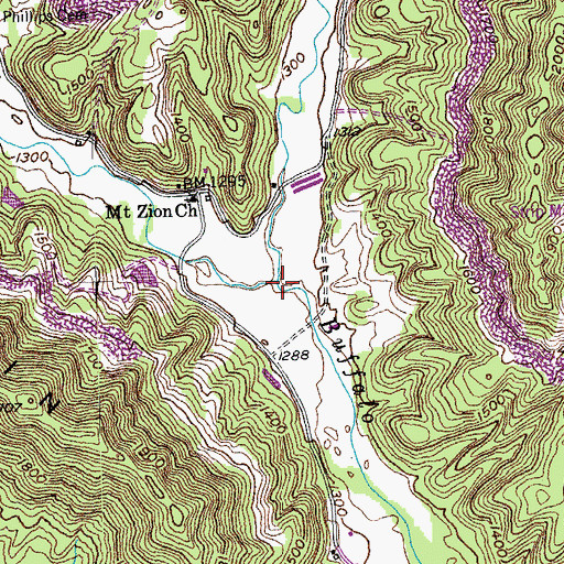 Topographic Map of Stanley Creek, TN