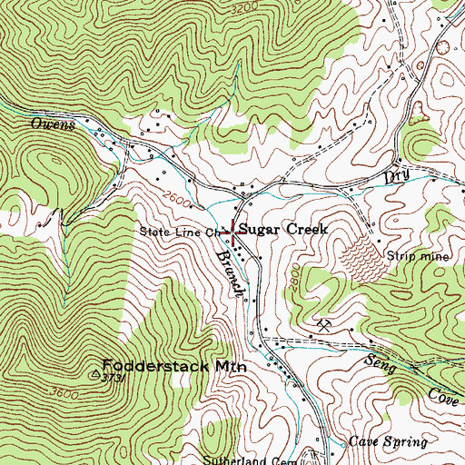 Topographic Map of State Line Church, TN