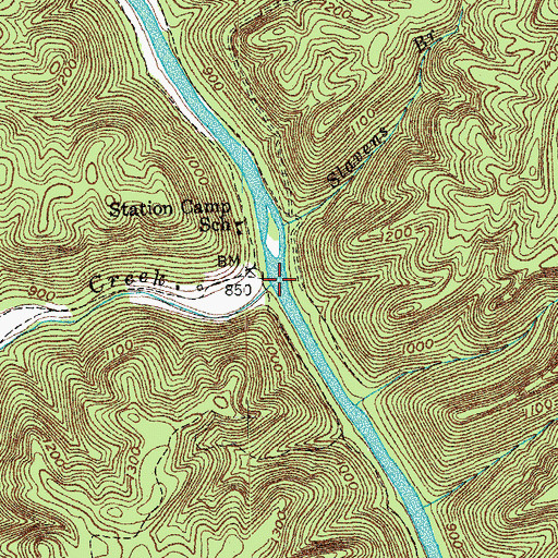 Topographic Map of Station Camp Creek, TN