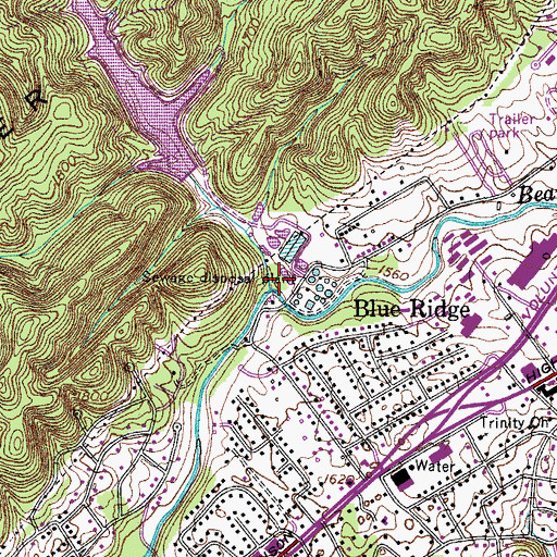 Topographic Map of Steele Creek, TN