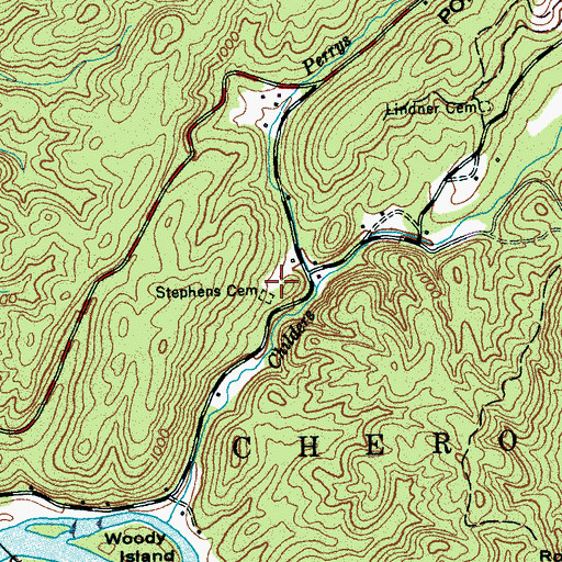 Topographic Map of Stephens Cemetery, TN