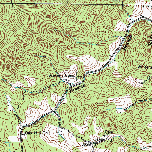 Topographic Map of Stevens Cemetery, TN