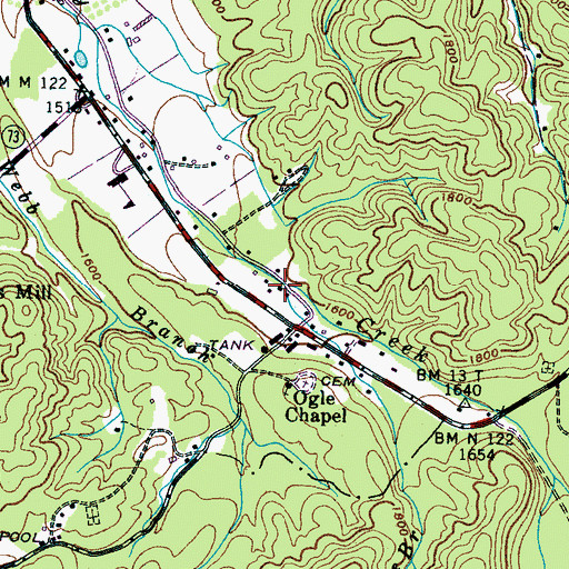 Topographic Map of Stillhouse Branch, TN