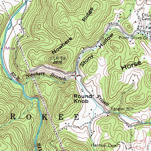 Topographic Map of Stony Hollow, TN