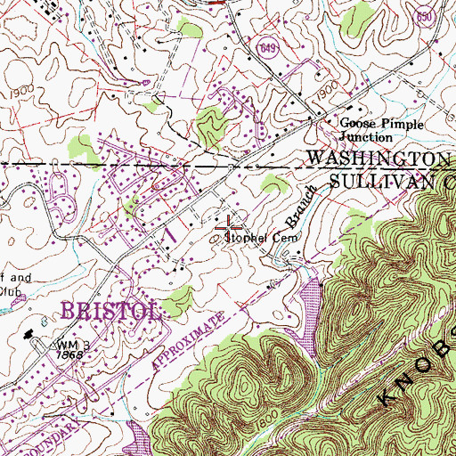 Topographic Map of Stophel Cemetery, TN