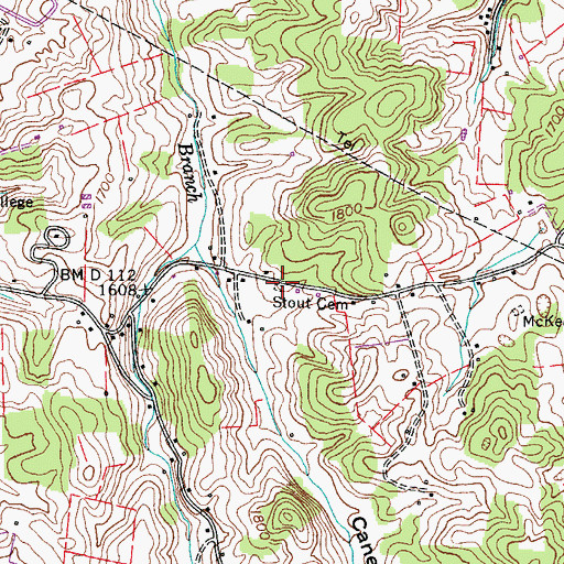 Topographic Map of Stout Cemetery, TN