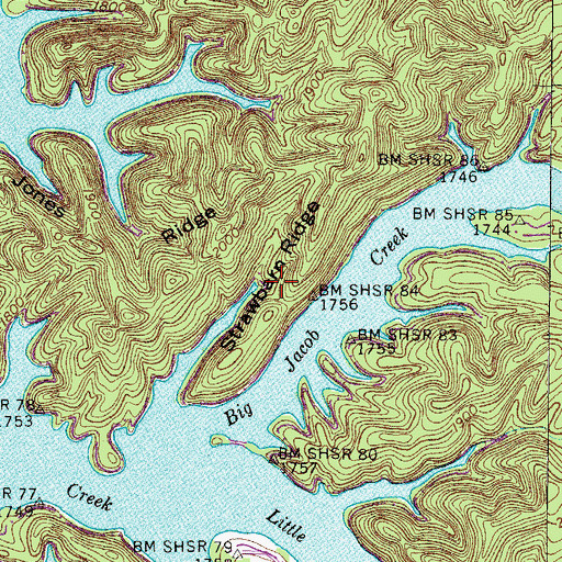 Topographic Map of Strawbarn Ridge, TN