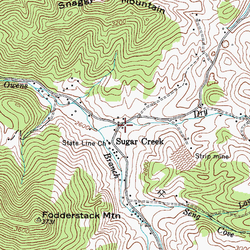 Topographic Map of Sugar Creek, TN