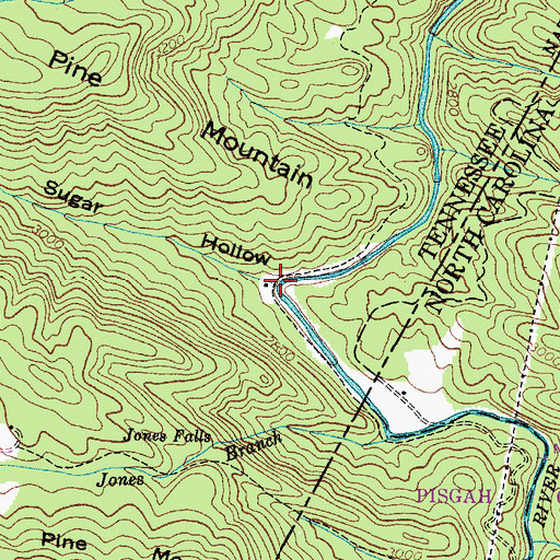 Topographic Map of Sugar Hollow, TN
