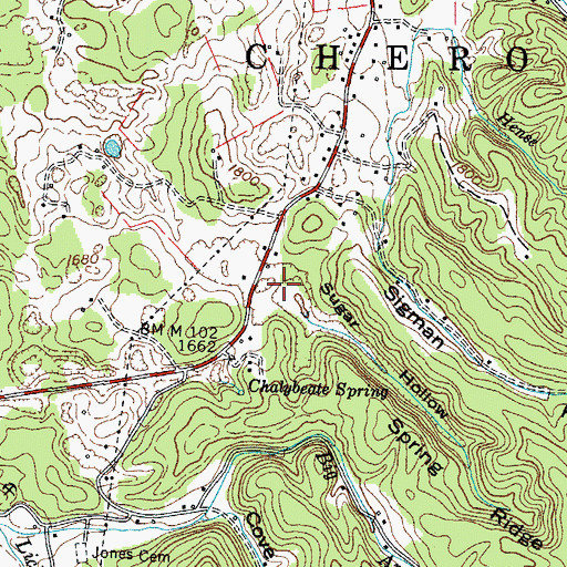 Topographic Map of Sugar Hollow, TN