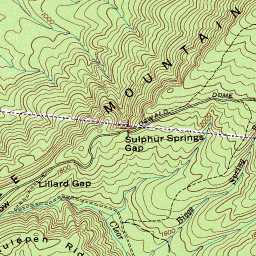 Topographic Map of Sulphur Springs Gap, TN