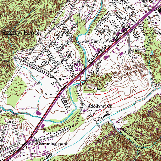 Topographic Map of Sunny Brook, TN