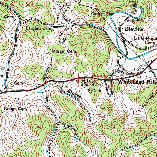 Topographic Map of Sunset Church, TN