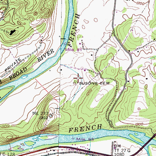 Topographic Map of Susong Cemetery, TN