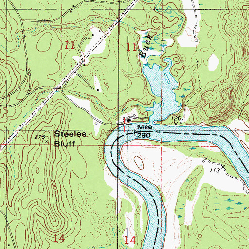 Topographic Map of Steels Bluff Landing (historical), AL