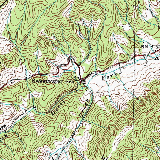 Topographic Map of Sweetwater School, TN