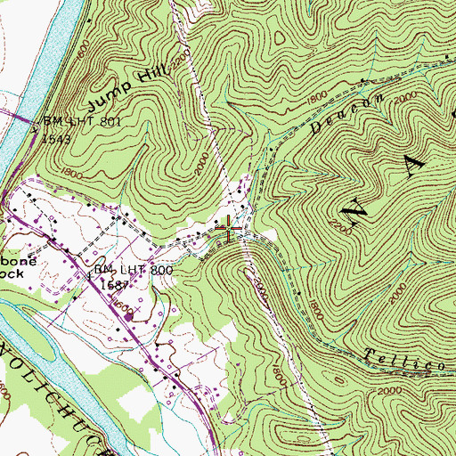 Topographic Map of Tellico Branch, TN