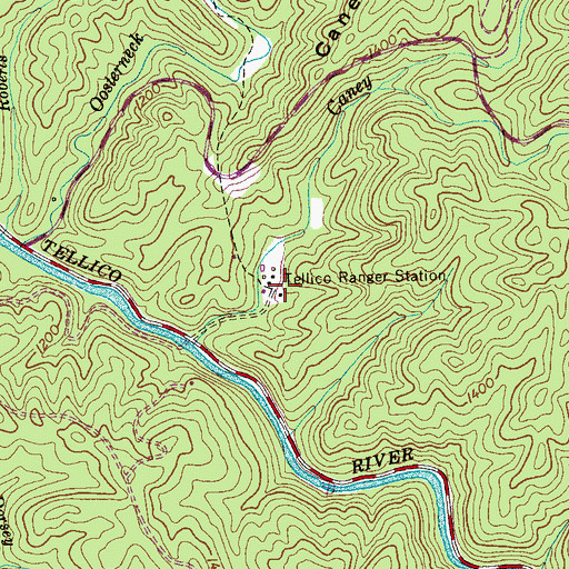 Topographic Map of Tellico Ranger Station, TN