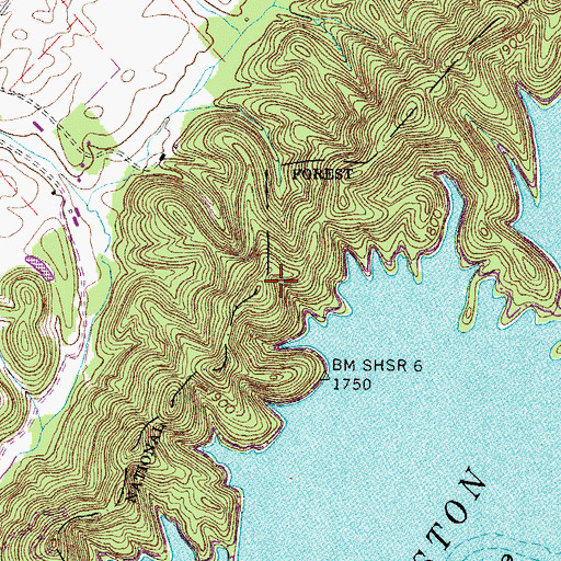 Topographic Map of The Knobs, TN