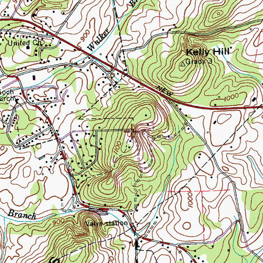 Topographic Map of The Knobs, TN