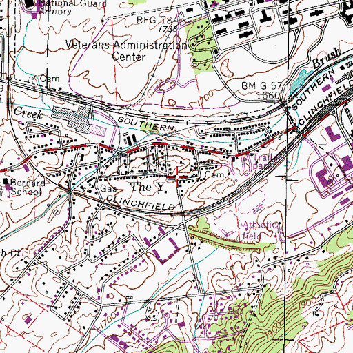 Topographic Map of The Y, TN