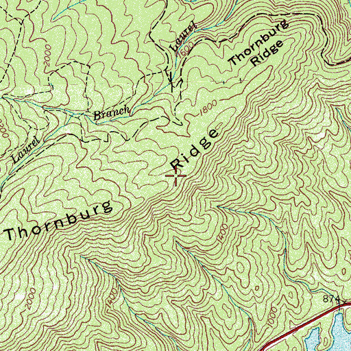 Topographic Map of Thornburg Ridge, TN